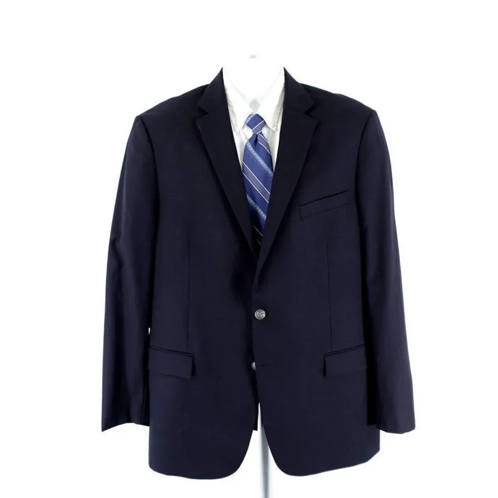 Hart Schaffner Marx Blue Thick Wool 2 Silver Button Blazer 44L‎ / Slim 46L